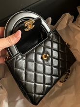 Load image into Gallery viewer, Chanel black Kelly shopper nano (larger size) in shiny crinkled calfskin, gold hdw
