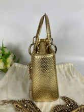 Load image into Gallery viewer, Lady Dior gold snakeskin mini, gold hdw
