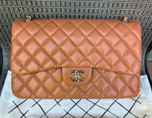 Load image into Gallery viewer, Chanel caramel caviar jumbo, silver hdw
