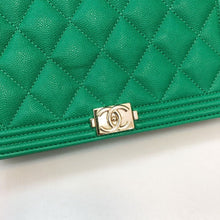 Load image into Gallery viewer, Chanel green caviar boy woc, gold hdw
