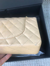 Load image into Gallery viewer, Chanel beige medium classic flap caviar, gold hardware
