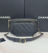 Load image into Gallery viewer, Chanel black caviar bumbag belt bag, gold hdw
