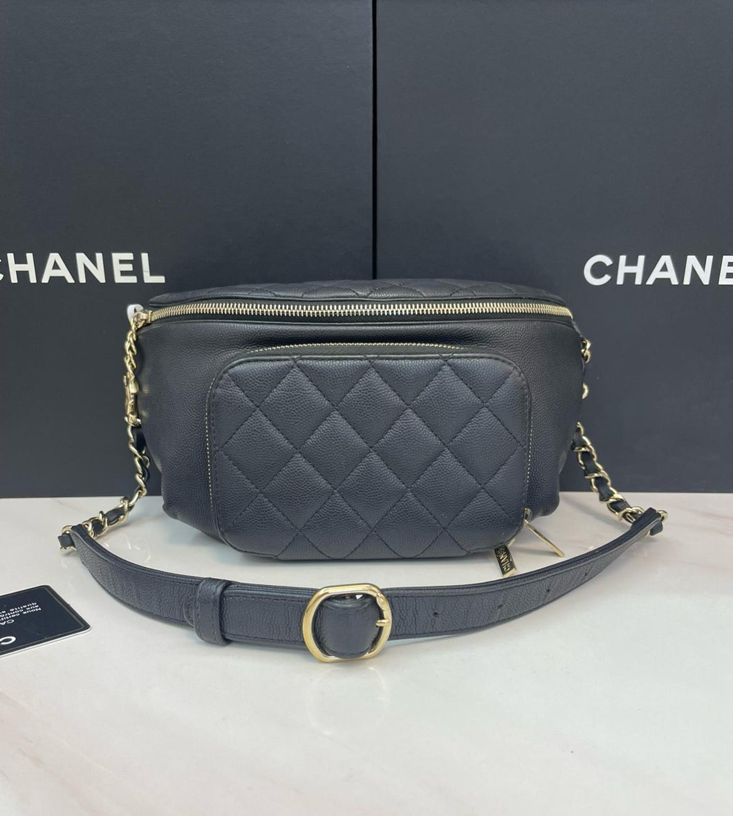 Chanel black caviar bumbag belt bag, gold hdw