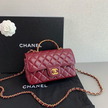 Load image into Gallery viewer, Chanel burgundy red mini 20cm with top handle, gold hdw
