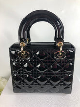 Load image into Gallery viewer, Lady Dior small black patent leather with gold hdw
