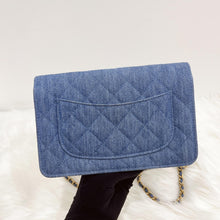 Load image into Gallery viewer, Changel pearl crush woc denim 22c with box, dust bag, chip
