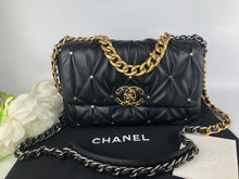 Load image into Gallery viewer, Chanel 19 small black studded lambskin
