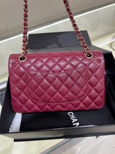 Load image into Gallery viewer, Chanel 2023 burgundy caviar classic flap, gold hdw
