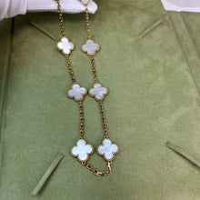 Load image into Gallery viewer, Van Cleef &amp; Arpels white mother of pearl 10 motif 18k gold vintage Alhambra necklace
