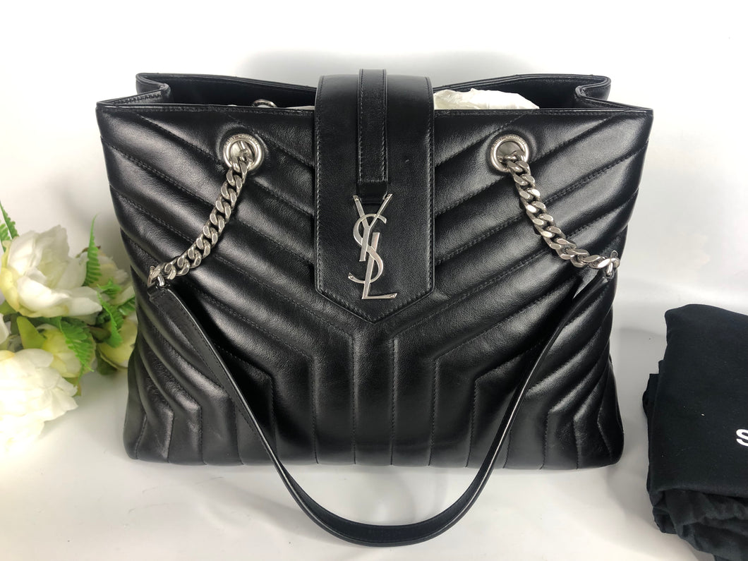 YSL Saint Laurent large loulou tote black, silver hdw