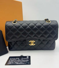 Load image into Gallery viewer, Chanel black caviar small classic flap, gold hdw
