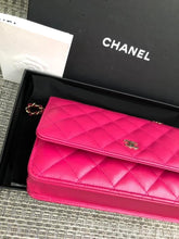 Load image into Gallery viewer, Chanel 22k dark pink caviar woc wallet on chain, full set
