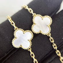 Load image into Gallery viewer, Van Cleef &amp; Arpels (VCA) white mother of pearl 18k gold 10 motif vintage Alhambra necklace
