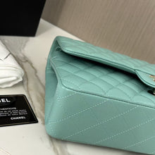 Load image into Gallery viewer, Chanel 21s Tiffany blue medium caviar classic, light gold hdw
