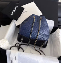 Load image into Gallery viewer, Chanel small Gabrielle backpack blue/black calfskin
