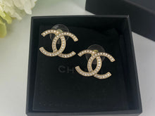 Load image into Gallery viewer, Chanel crystal and gold tone  earrings
