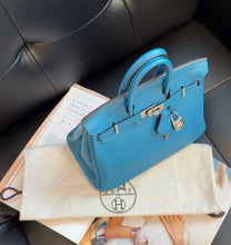 Load image into Gallery viewer, Hermes Birkin 25 blue with silver hdw
