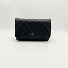 Load image into Gallery viewer, Chanel black caviar woc wallet on chain, gold hdw chip
