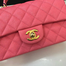Load image into Gallery viewer, Chanel mini 20cm with top handle, pink caviar with gold hdw
