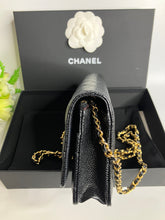 Load image into Gallery viewer, Chanel black caviar 28 series magnetic wallet on chain (WOC) with gold hdw
