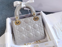 Load image into Gallery viewer, Lady Dior mini pearl grey Cannage calfskin, light gold hdw.
