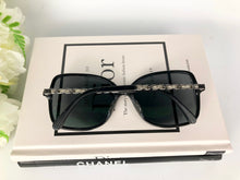 Load image into Gallery viewer, Chanel black chain link sunglasses
