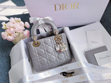 Load image into Gallery viewer, Lady Dior mini in pearl grey with light gold hdw
