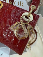 Load image into Gallery viewer, Lady Dior mini in cherry red patent Cannage calfskin, light gold hdw
