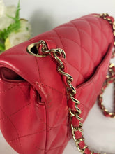 Load image into Gallery viewer, Chanel Pink/red mini lambskin with gold hdw.
