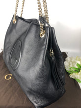 Load image into Gallery viewer, Gucci black leather soho chain tote
