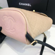 Load image into Gallery viewer, Chanel beige black filigree backpack
