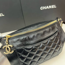Load image into Gallery viewer, Chanel black glazed calfskin leather bumbag belt bag , gold hdw
