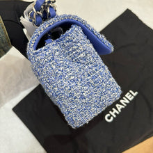 Load image into Gallery viewer, Chanel blue tweed mini, silver hdw chip

