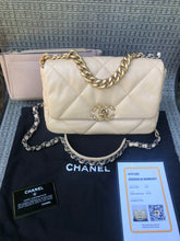 Load image into Gallery viewer, Chanel 19 beige small lambskin, mixed gold hdw
