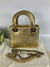 Load image into Gallery viewer, Lady Dior gold snakeskin mini, gold hdw
