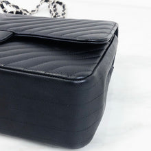 Load image into Gallery viewer, Chanel black caviar chevron jumbo, silver hdw

