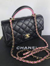 Load image into Gallery viewer, Chanel 23p black pink mini top handle, gold hdw
