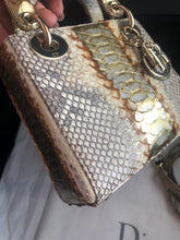 Load image into Gallery viewer, Lady Dior rare mini exotic snakeskin with gold hdw.
