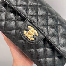 Load image into Gallery viewer, Chanel black caviar small classic flap, gold hdw
