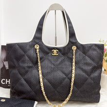 Load image into Gallery viewer, Chanel 2023 raffia calfskin blue and white coco beach tote

