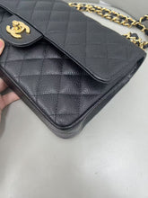 Load image into Gallery viewer, Chanel black medium caviar classic flap, gold hdw 28 series
