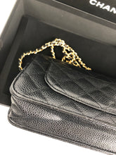 Load image into Gallery viewer, Chanel black caviar woc, wallet on chain with gold hdw 29 series
