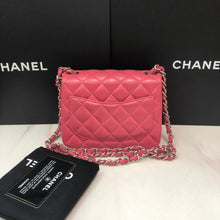 Load image into Gallery viewer, Chanel pink mini square lambskin with silver hardware
