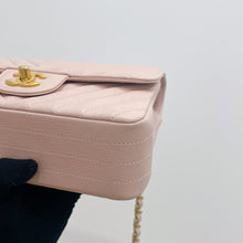 Load image into Gallery viewer, Chanel pink mini calfskin chevron, with gold hdw
