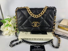 Load image into Gallery viewer, Chanel 19 small black lambskin, mixed gold hdw
