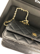 Load image into Gallery viewer, Chanel black caviar woc, wallet on chain with gold hdw 29 series
