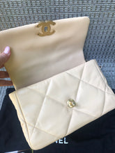 Load image into Gallery viewer, Chanel 19 beige small lambskin, mixed gold hdw
