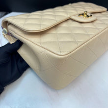 Load image into Gallery viewer, Chanel beige caviar double flap jumbo, gold hdw
