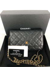 Load image into Gallery viewer, Chanel black caviar woc, wallet on chain with gold hdw 29 series
