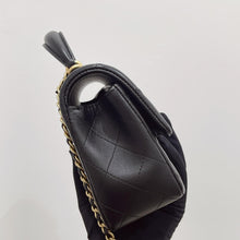 Load image into Gallery viewer, Chanel black mini lambskin, 20cm with top handle and gold hdw

